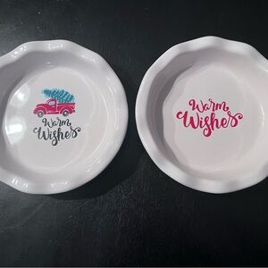 Set of Two 'Warm Wishes' Pie Plates 6.5 inches